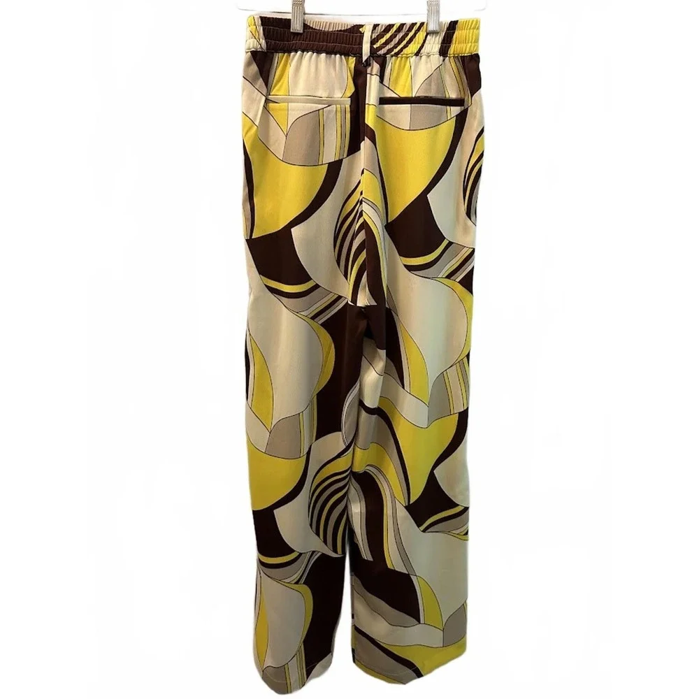 House of harlow Geometric Wide Leg Trousers Yellow Brown High‎ Rise  Pants